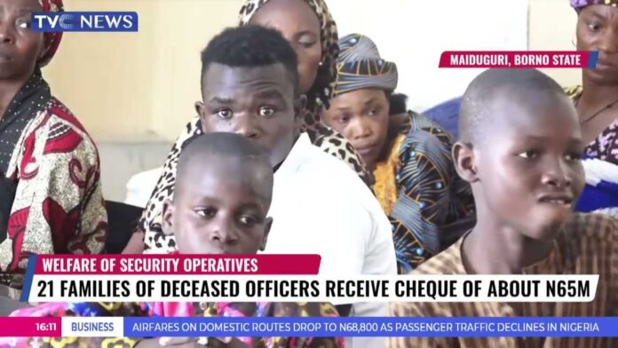 Police Presenting Cheque To Families Of Deceased Officers In Borno