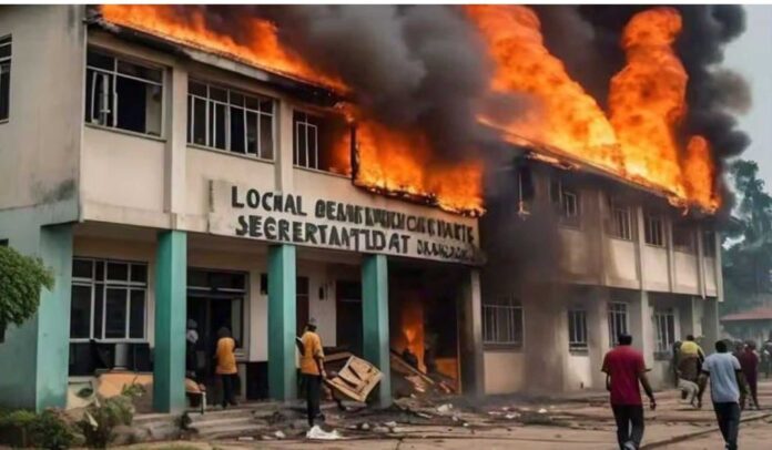 Rivers State Local Government Secretariats On Fire