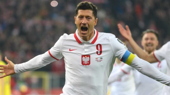 Robert Lewandowski Playing For Poland In Nations League Match