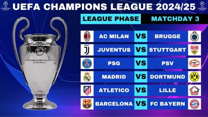 Uefa Champions League Matchday 3 Fixtures