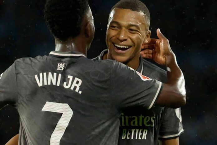 Vinicius Junior And Kylian Mbappe Celebrating Goal Against Celta Vigo