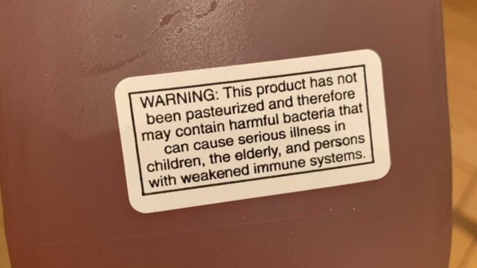 Apple Cider Warning Label