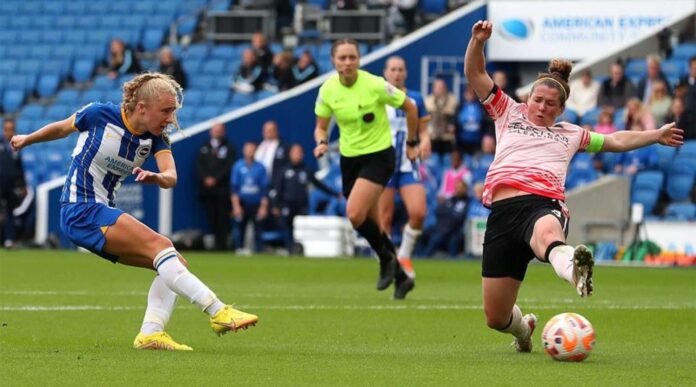 Brighton And Hove Albion Women's Team Playing At Amex Stadium