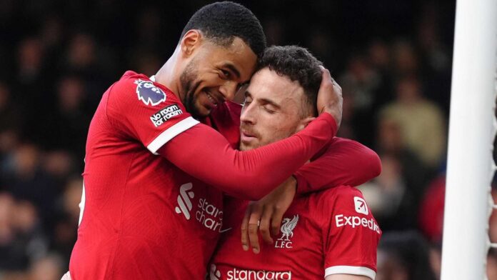 Cody Gakpo And Diogo Jota Celebrating Goal Against Crystal Palace