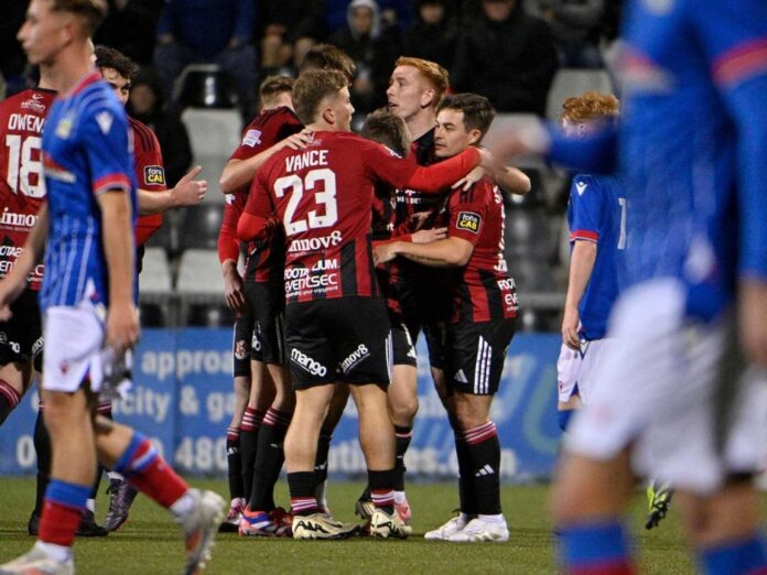 Crusaders Fc Vs Linfield Fc Match At Seaview