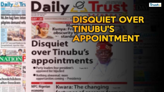 Daily Trust Newspaper Front Page