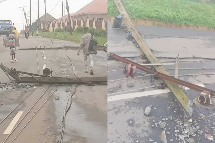 Ekiti State Rainstorm Destroys Electricity Poles