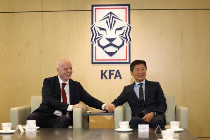 Fifa President Gianni Infantino Visits Kfa Headquarters Seoul