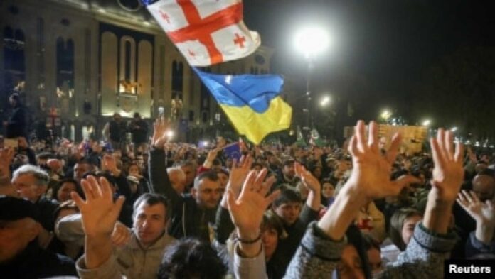 Georgians Protesting Election Results In Tbilisi