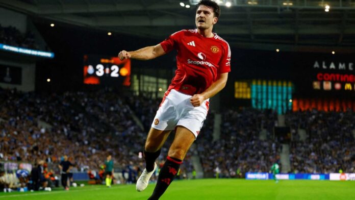 Harry Maguire Scoring Goal Manchester United