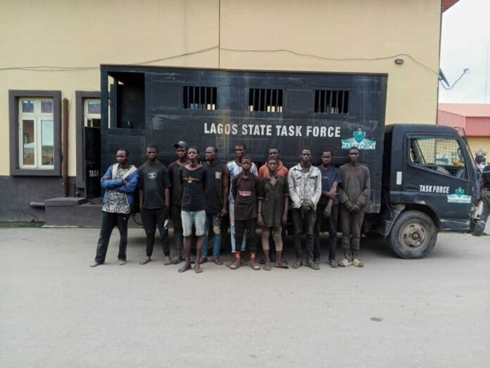 Lagos State Environmental Sanitation Corps Arresting Miscreants