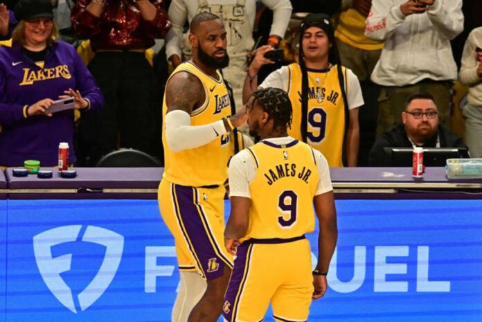 Lebron And Bronny James Playing Together In Nba Game