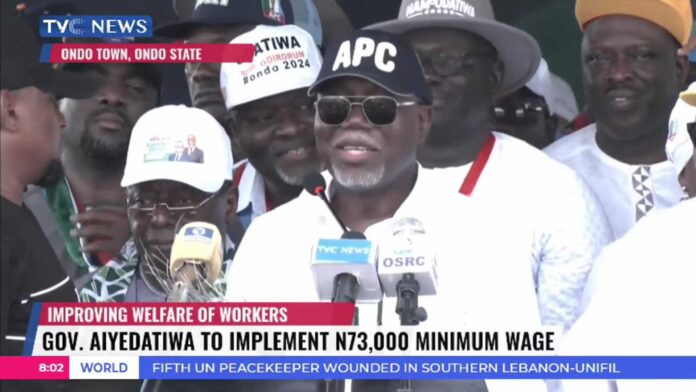 Lucky Aiyedatiwa Announcing Minimum Wage Increase