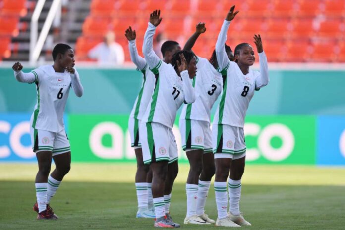 Nigeria U 17 Women's Football Team Celebrating Goals Against Ecuador