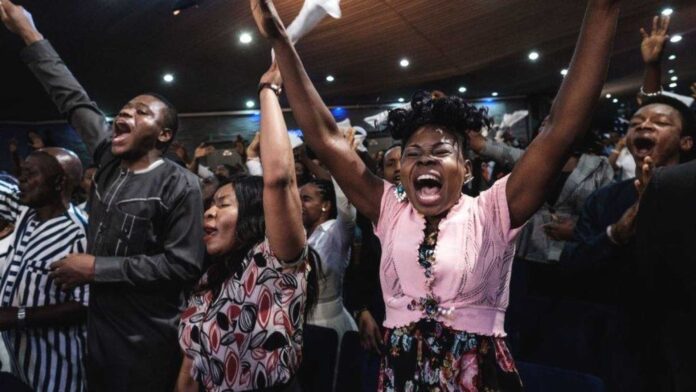 Nigerians Celebrating Sunday Church Service