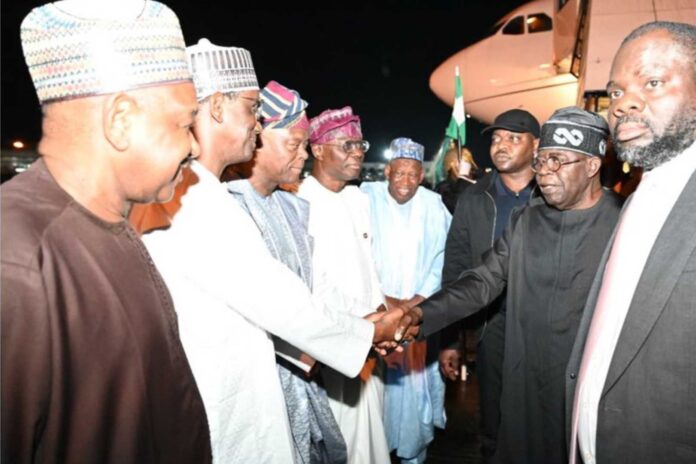 President Bola Tinubu Returning From Uk Vacation At Nnamdi Azikiwe International Airport