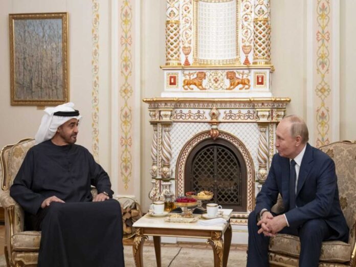 Putin And Uae President Mohammed Bin Zayed Al Nahyan Meeting In Moscow