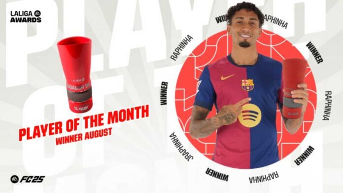 Raphinha With Laliga Player Of The Month Award