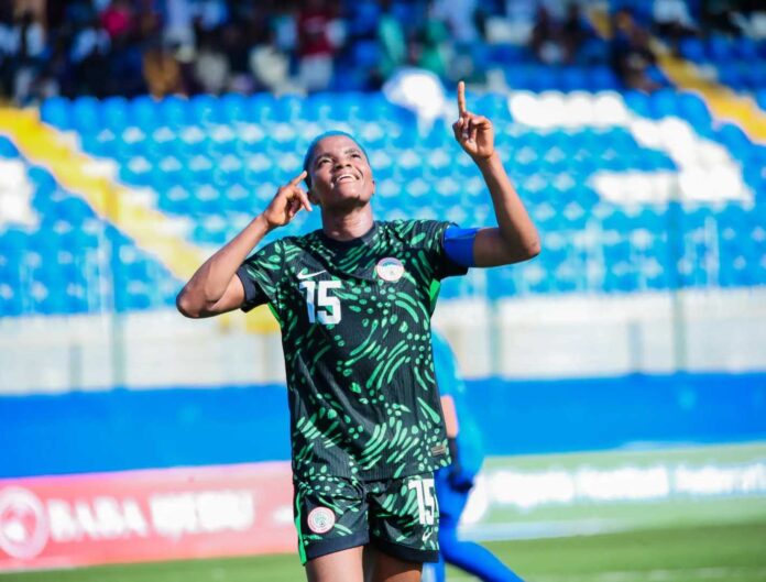 Rasheedat Ajibade Scoring Against Algeria In Ikenne