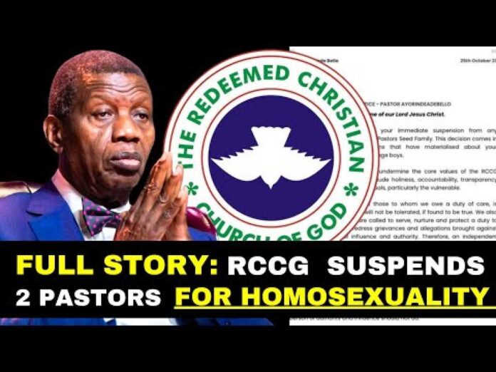 Rccg Pastors Suspended Homosexuality Allegations