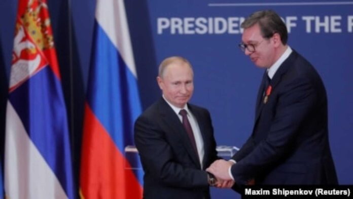 Serbian President Aleksandar Vucic And Russian President Vladimir Putin Meeting