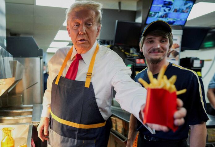 Trump At Mcdonald's Pennsylvania Harris At Church Georgia