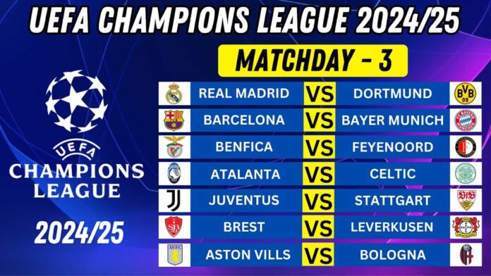 Uefa Champions League Matchday 3 Fixtures