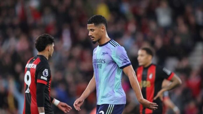 William Saliba Red Card Against Bournemouth