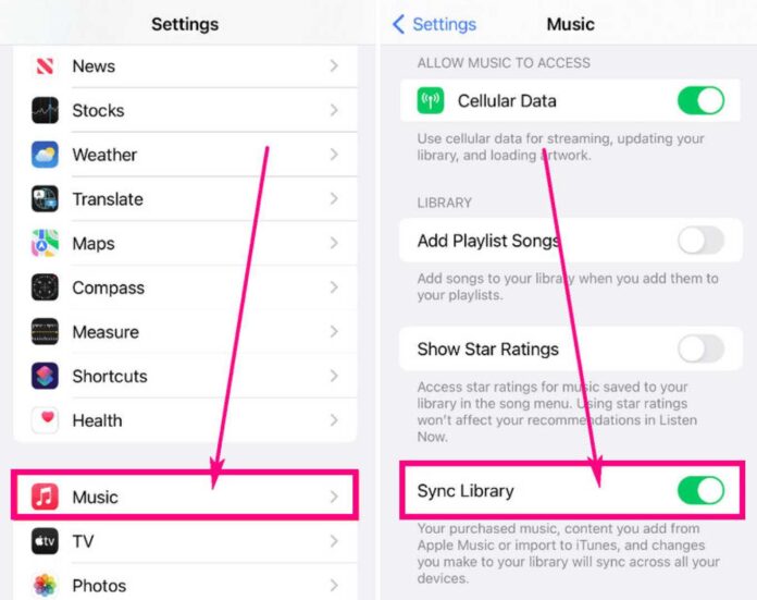 Apple Music Sync Library Feature