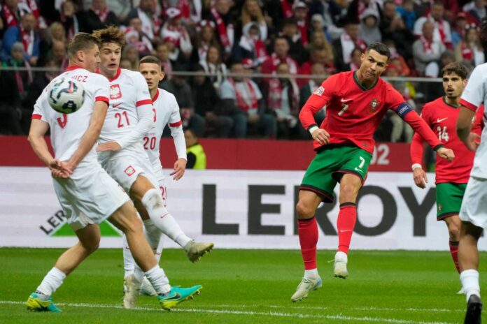 Cristiano Ronaldo Scoring Against Poland In Nations League