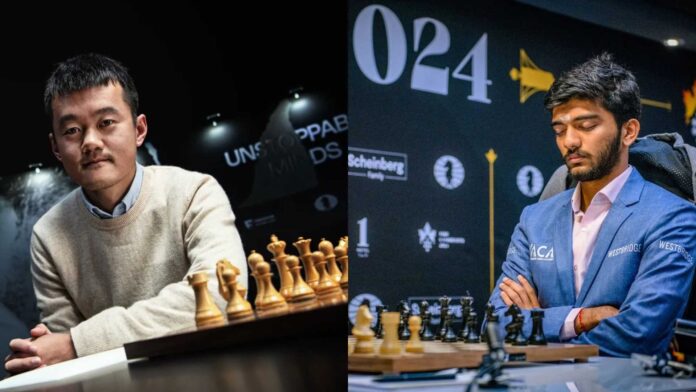 Ding Liren And D Gukesh At World Chess Championship