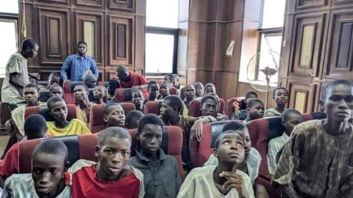 Femi Falana With Minors Arrested During Protests