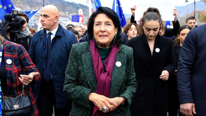 Georgia President Salome Zurabishvili Protest Tbilisi