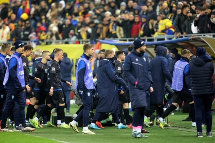 Kosovo Football Team Walking Off The Pitch In Romania