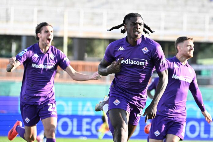 Moise Kean Celebrating Hat Trick For Fiorentina