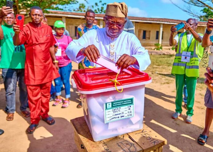 Ondo State Deputy Governor Olayide Adelami Voting Owo