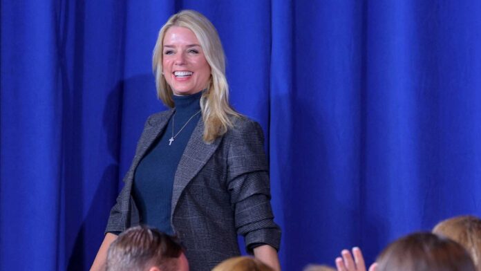 Pam Bondi Speaking At A Political Event