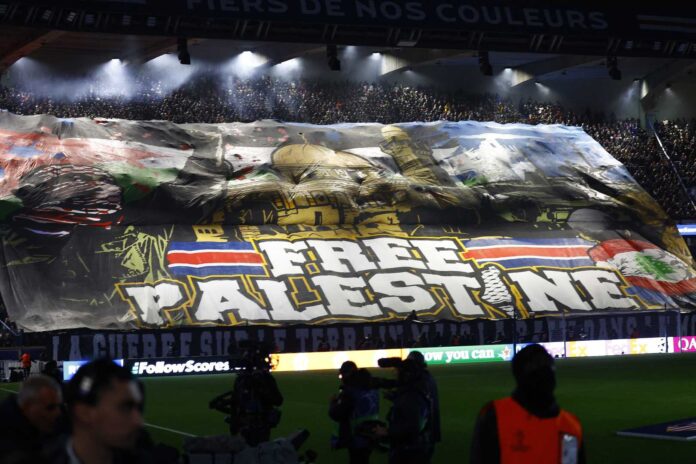 Psg Free Palestine Banner Champions League Match