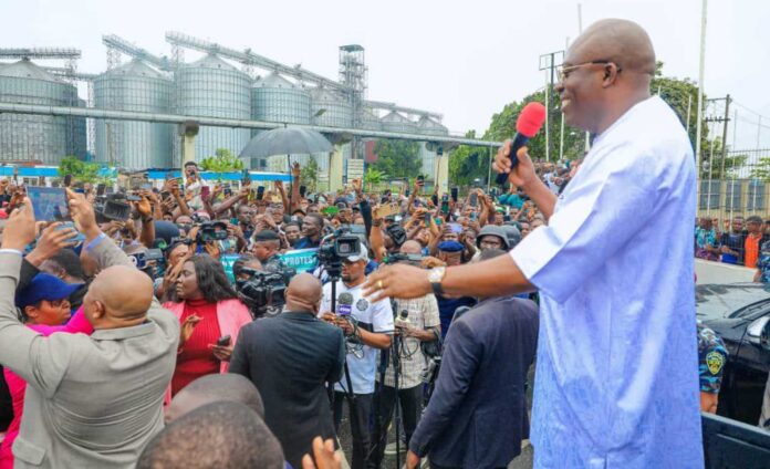 Rivers State Governor Siminalayi Fubara Addressing A Crowd