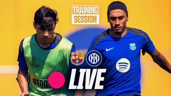 Fc Barcelona Players Training Before Inter Milan Match
