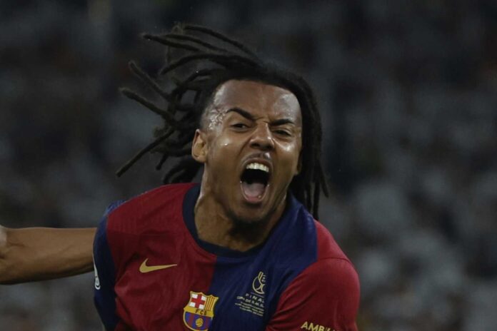 Jules Kounde Celebrates Winning Copa Del Rey