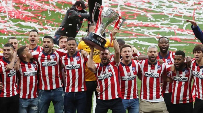 Atletico Madrid Team Celebrating Victory In Metropolitano