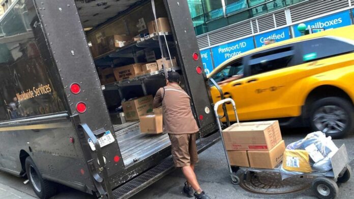 Ups Delivery Trucks Loading In Nyc