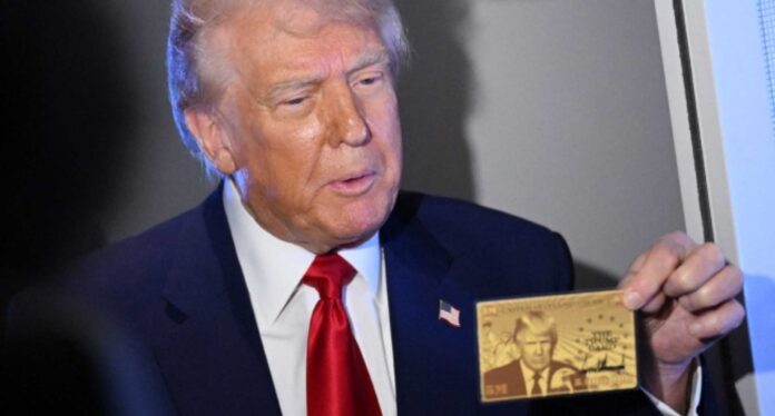 Donald Trump With Gold Card Visa Prototype