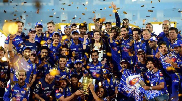 Mumbai Indians Team Celebrating Ipl Victory