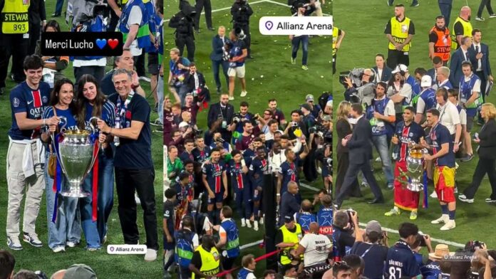 Psg Players Celebrating After Winning Champions League