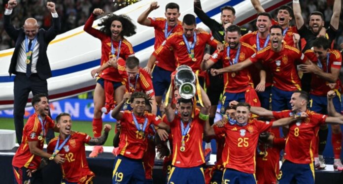 Spain Football Team Celebrating Victory