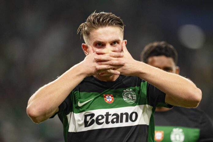 Viktor Gyokeres Celebrating Goal With Mask