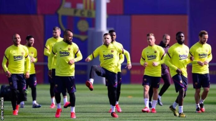 Fc Barcelona Team Training Before Match