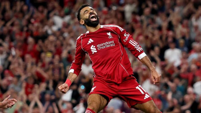 Mohamed Salah Celebrating Goal In Premier League Match